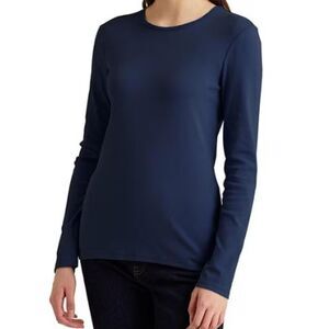 Lauren Ralph Lauren Green Label Women's Navy Long Sleeve T-shirt L 100% cotton